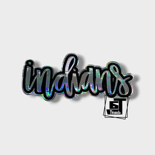 cursive metallic indians iron on patch