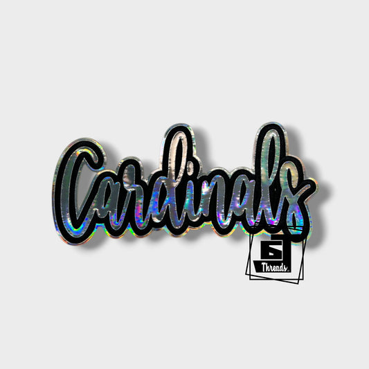 cursive metallic cardinals iron on patch