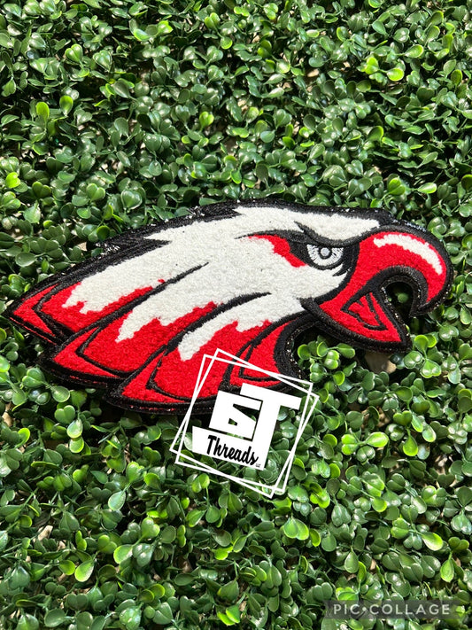 Red and Black Eagle Head iron on patch