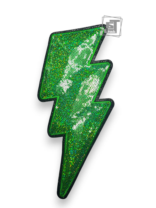 Green Sequin Lightning Bolt