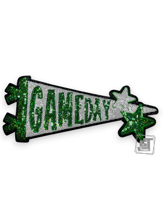 Green Sequin Game Day Pennant
