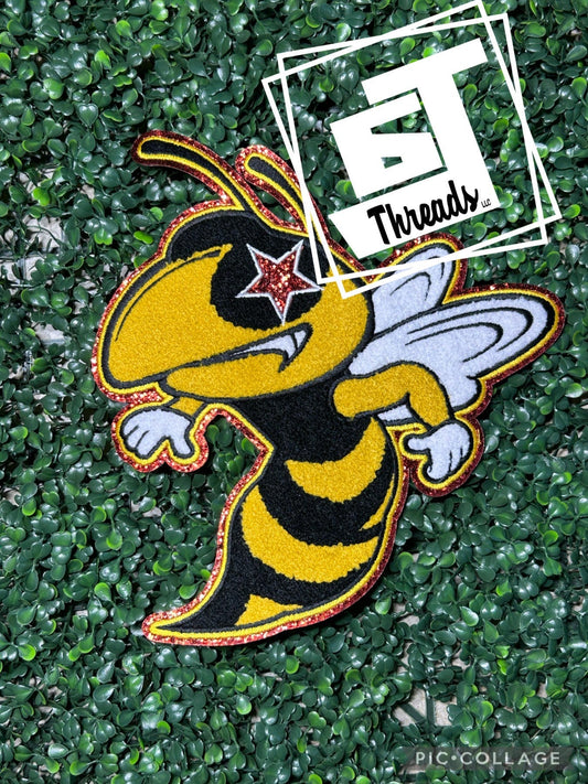 maroon and yellow chenille hornet iron on patch