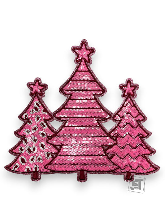 Three Pink Sequin Trees