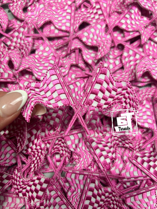 Pink Checkered Race Flags cap patch