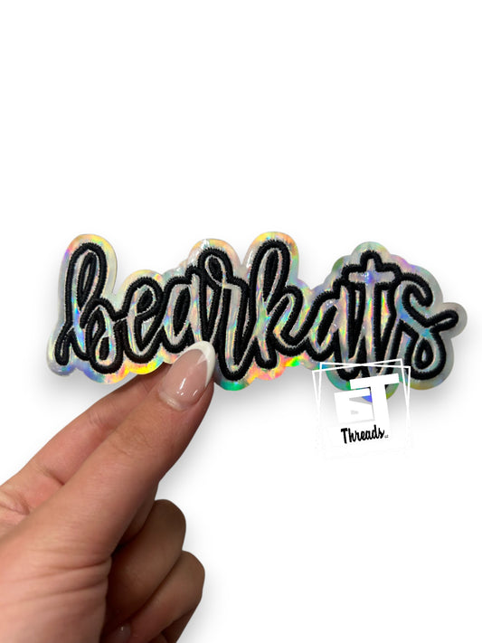 Silver Cursive Metallic Bearkats cap patch