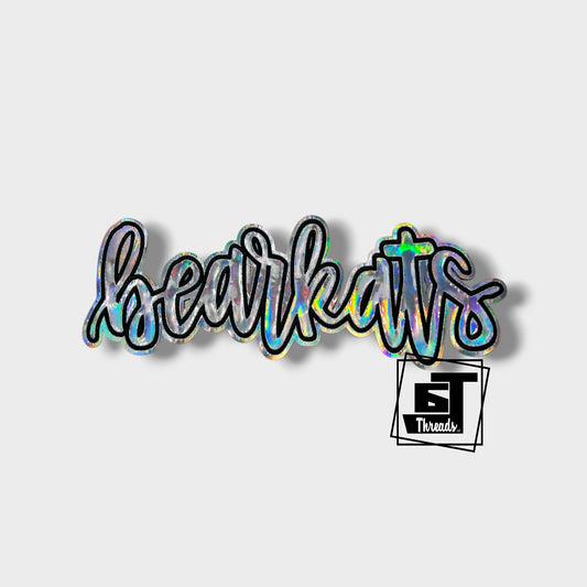 Silver Cursive Metallic Bearkats iron on patch