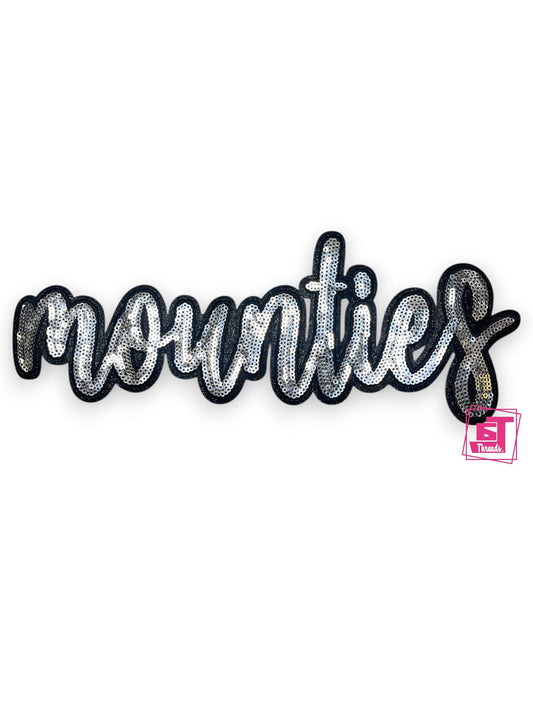 Silver Cursive Sequin Mounties....Patches Only