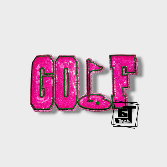 Pink Sequin Golf iron on patch