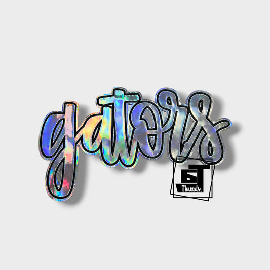 Silver Cursive Metallic Gators iron on patch