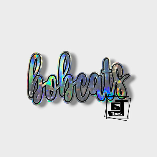 Silver Cursive Metallic Bobcats iron on patch