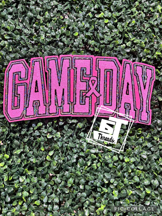 Pink Sequin Game Day iron on patch