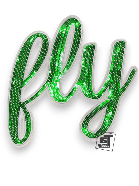 Green Cursive Sequin Fly