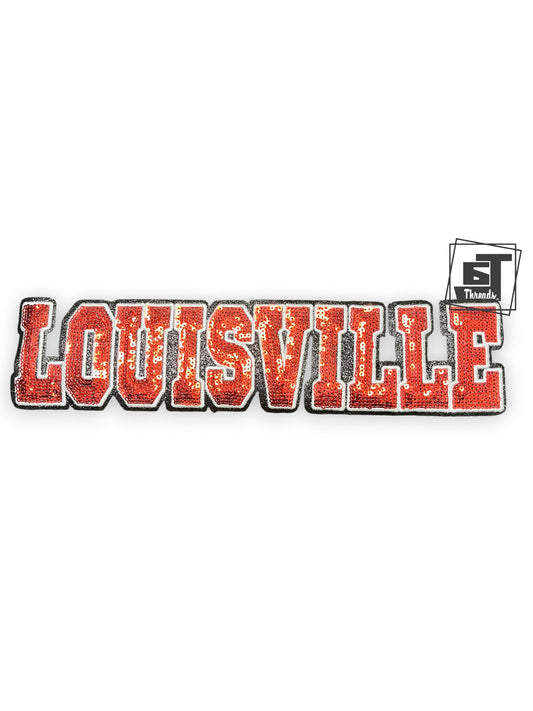 Red 'LOUISVILLE' text on a white background with a logo in the corner.