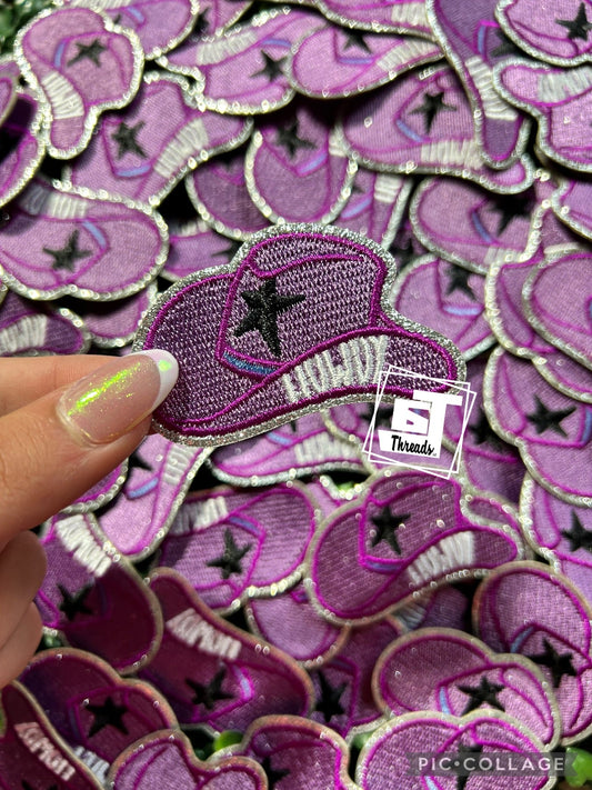 Purple Cowboy Hat cap patch