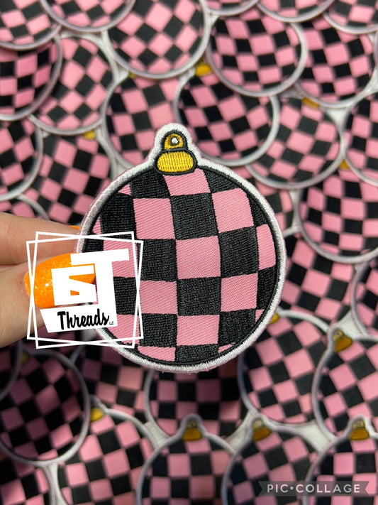 Pink Checkered Ornament cap patch