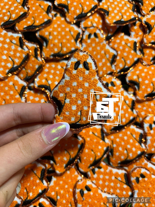 Orange Checkered Ghost cap patch