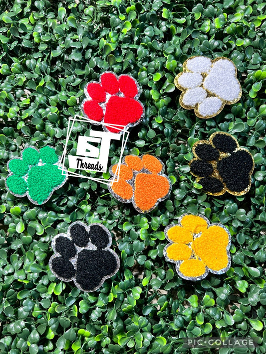 Chenille Paw Prints cap patches