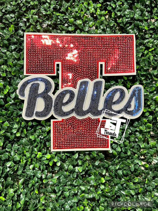 Red and Blue Belles iron on patch