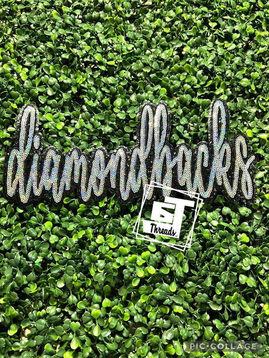 Cursive Sequin Diamondbacks iron on patch