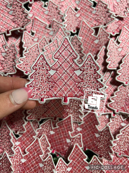 Three Pink Christmas Trees cap patch