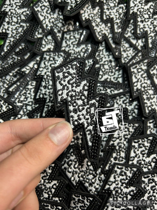 Black Leopard Print Lightning Bolt cap patch