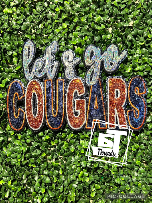 Let's Go Cougars iron on patch