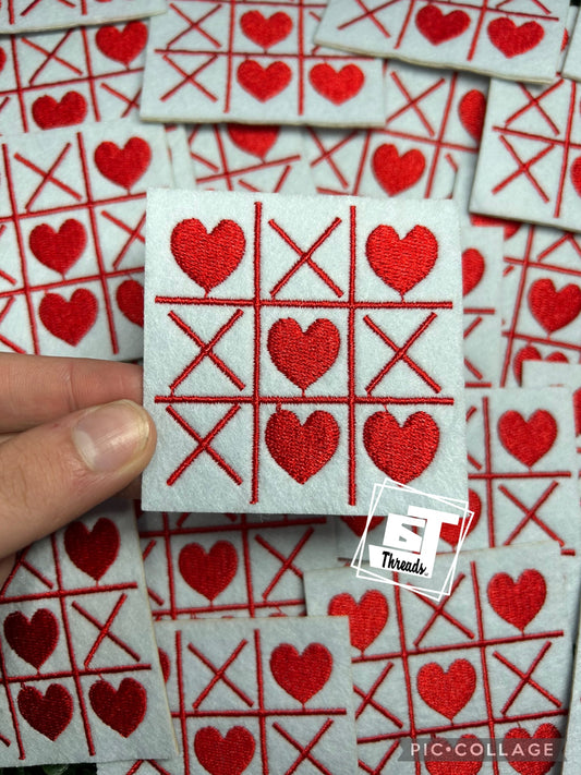 Heart Tic Tac Toe cap patch