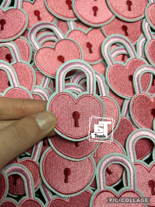 Pink Heart Lock cap patch