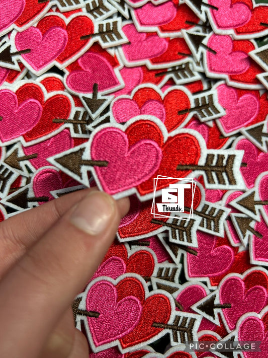 Pink and Red Arrow Heart cap patch