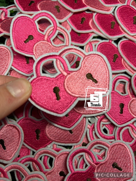 Hot Pink Heart Locks cap patch