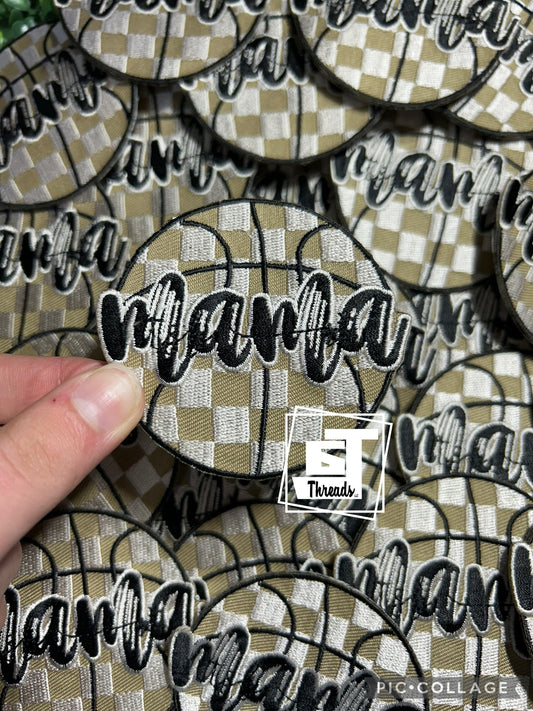 Checkered Basketball Mama cap patch