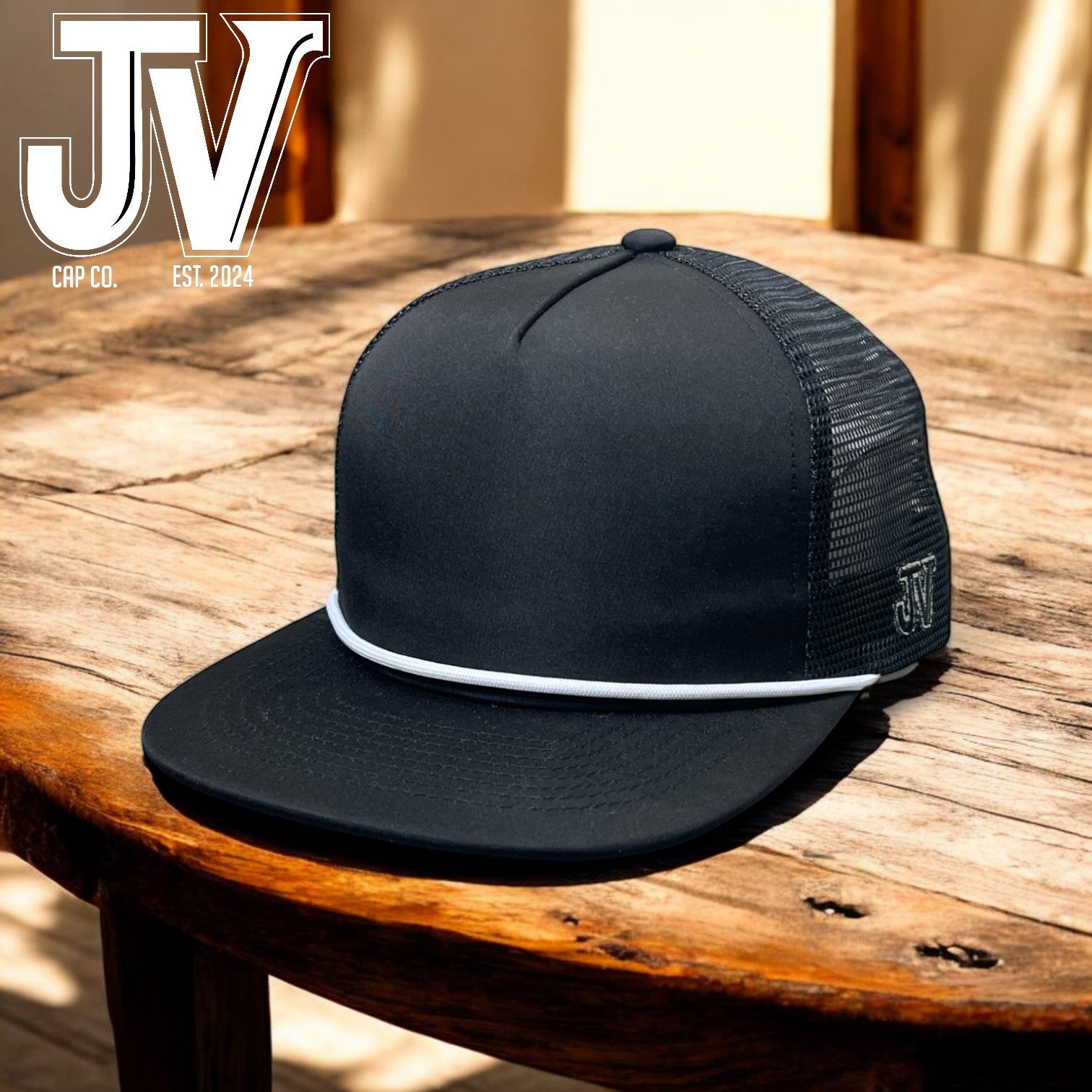 jv black cap with white rope