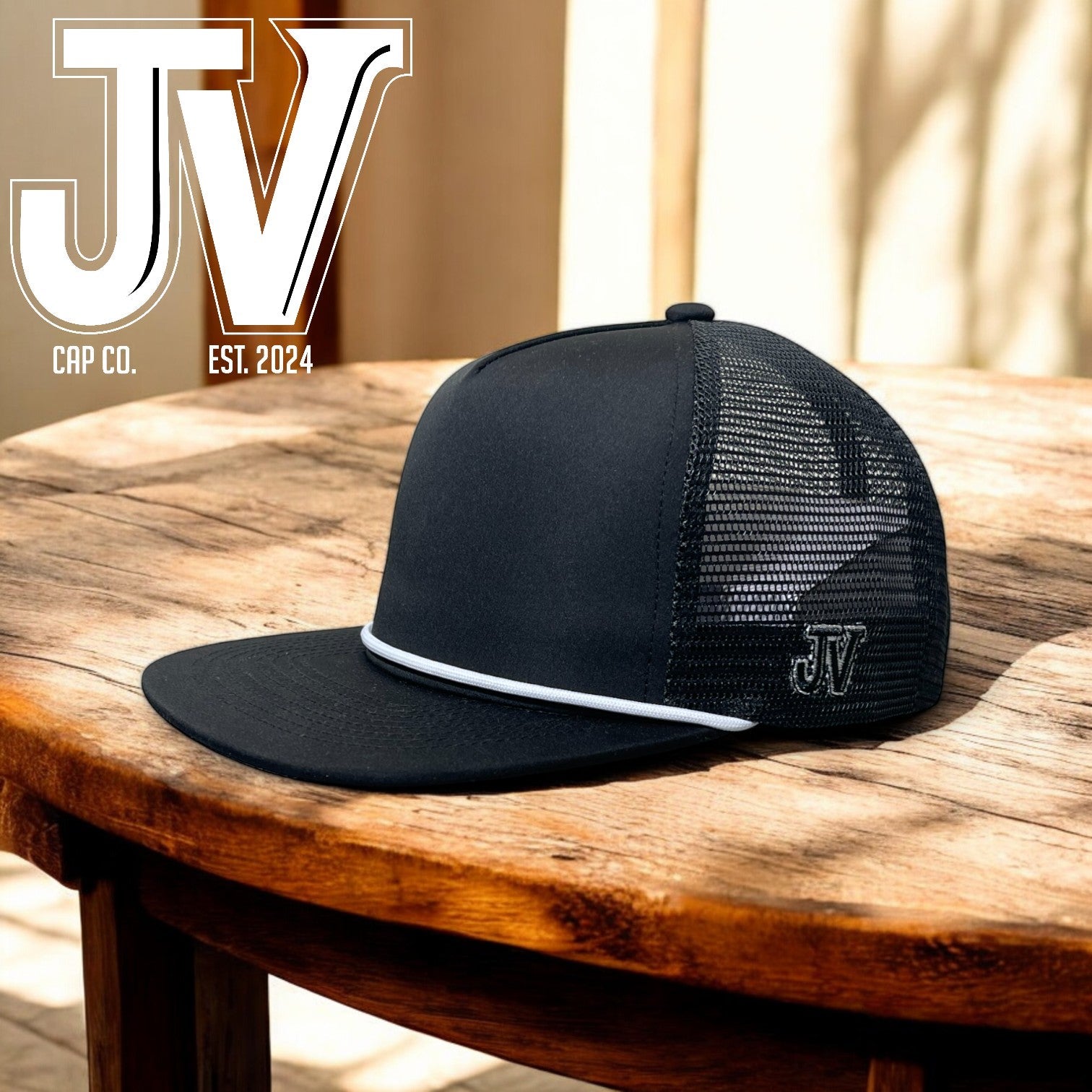 jv black cap with white rope