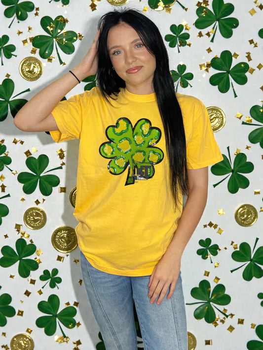 Chenille Green and Yellow Leopard Clover
