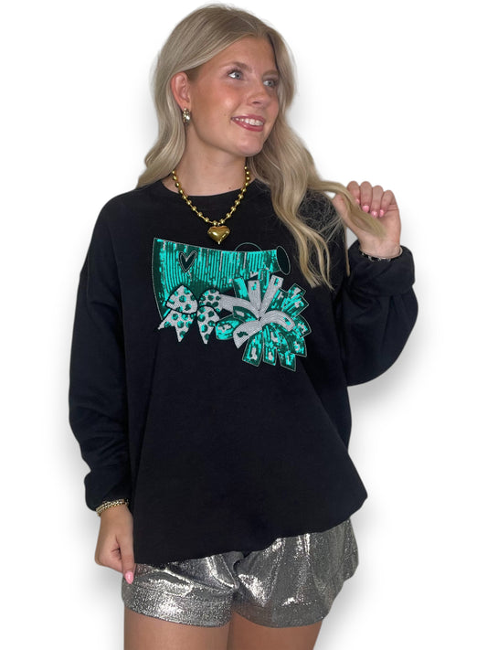 Teal Sequin Cheer Megaphone