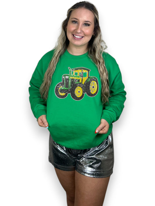 Green Sequin Tractor