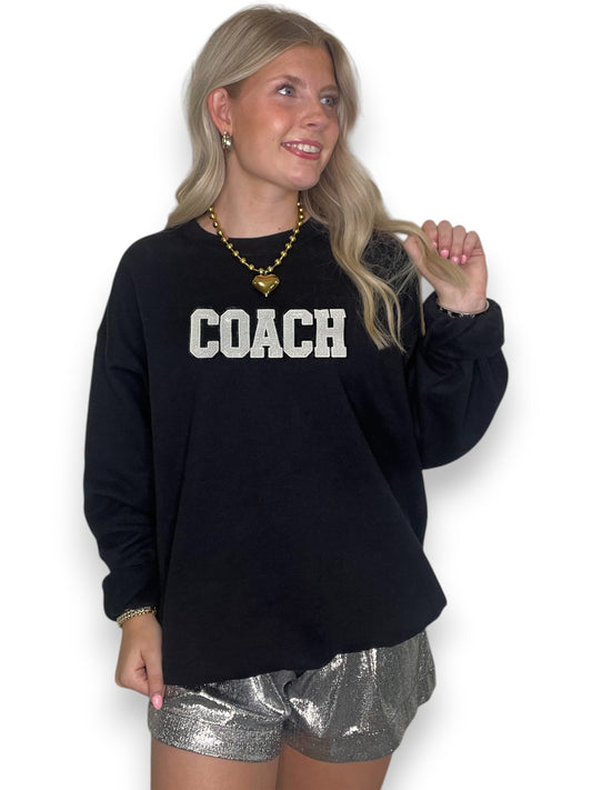 White Sequin Block Letter Coach