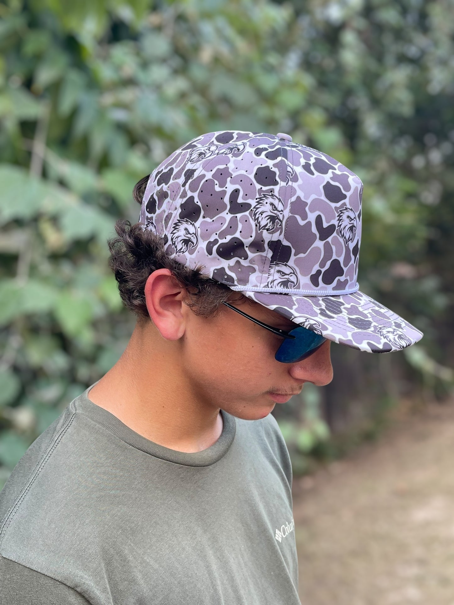 JV Cap Co Black and White Camo Eagles Cap