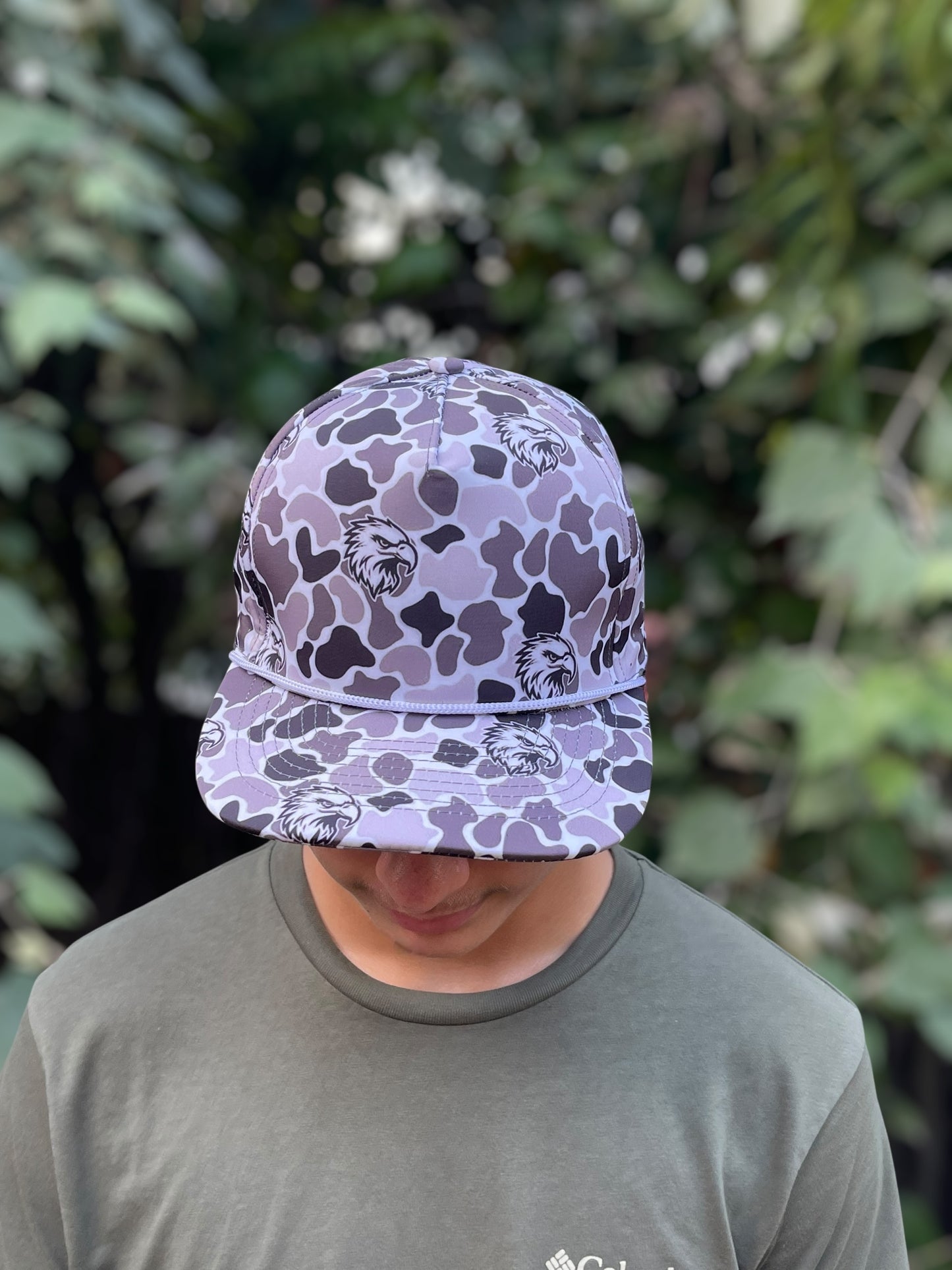 JV Cap Co Black and White Camo Eagles Cap