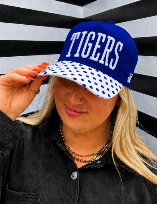 Tigers Blue and White Polka Dot Cap