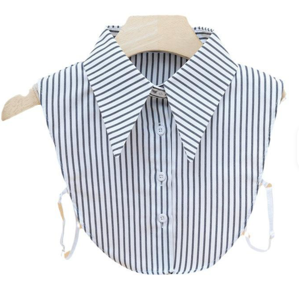 striped black and white fake collar button up dickies 