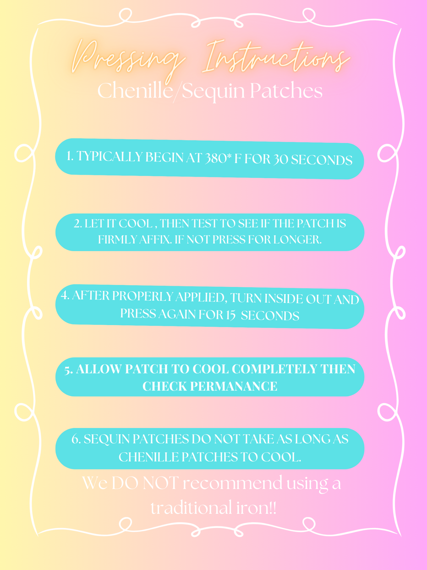 Pressing instructions