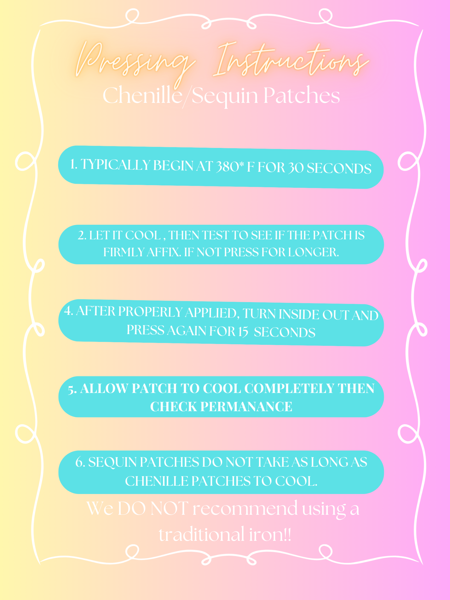 Pressing instructions