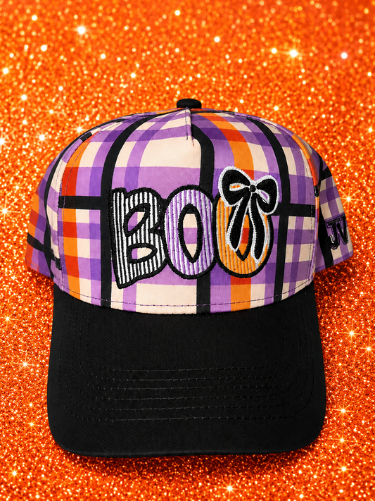 plaid boo cap ,multicolored