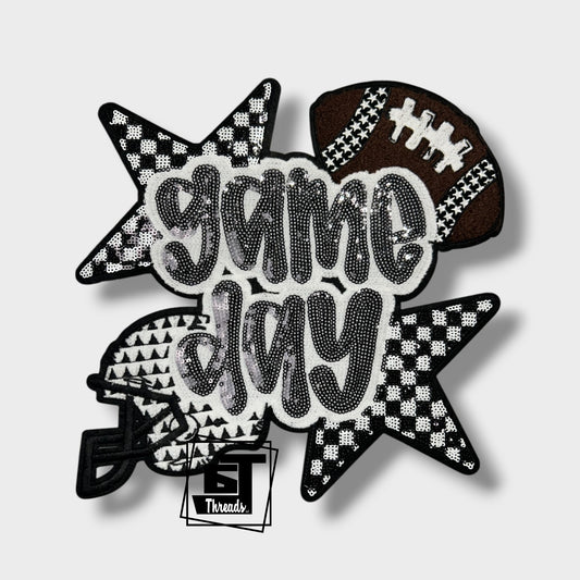 Football Checkered Star Game Day iron on patch
