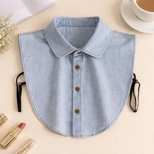 denim fake collar dicker button up 