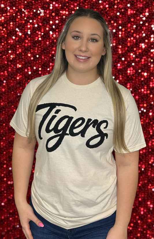 Fuzzy Cursive Tigers T-Shirt