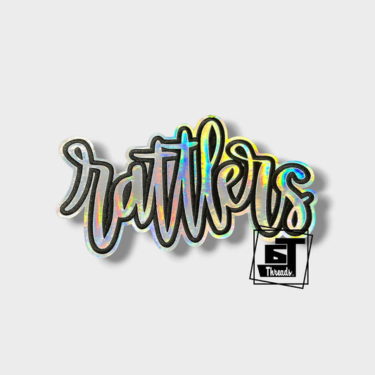 youth cursive metallic rattlers iron on patch
