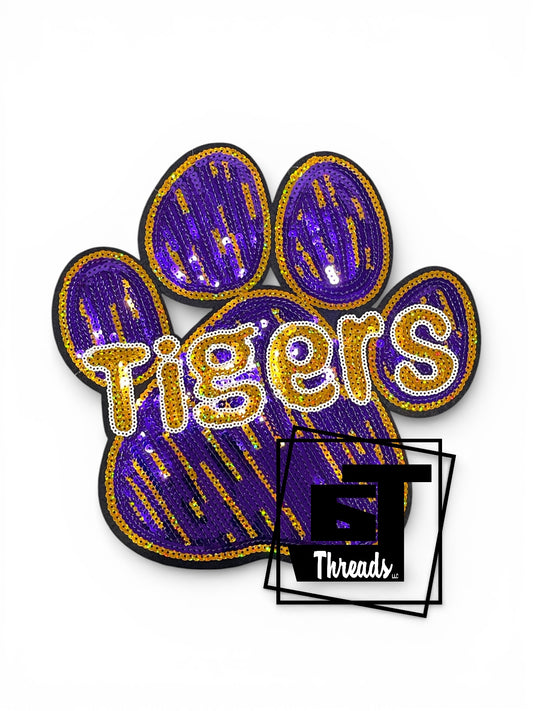 Sequin Purple/Gold Tigers Paw...Patches Only