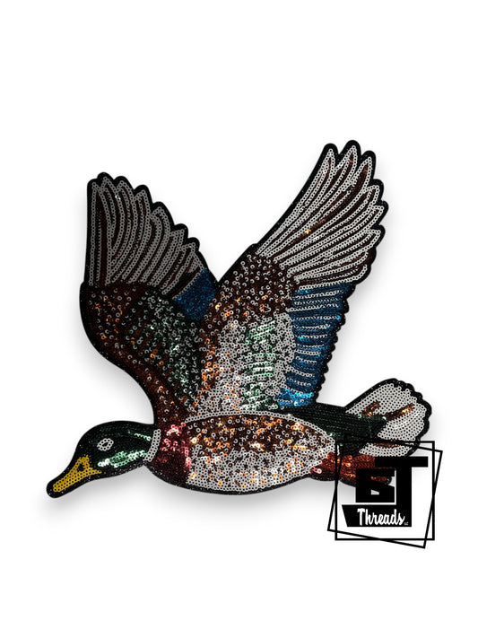 Sequin Flying Mallard Duck Patch...Patches Only
